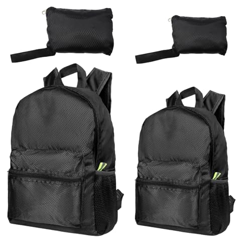 PIWOSGOL Mochila plegable impermeable de 2 piezas, mochila plegable, mochila plegable de 7/15 L, mochila ligera de día, pequeña mochila de senderismo para mujer, hombre, niños, viajes, camping al aire
