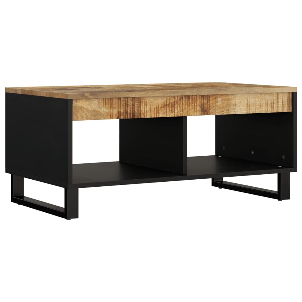 Table basse en manguier massif et fer, l'alliance noble des matières de caractère