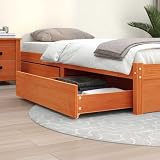 Runheo Bettschubladen 2 Stk Wachsbraun Massivholz Kiefer 90x93x18 cm Stauraum Schlafzimmer für Bettgestell Einzelbett Doppelbett mit leichtgängigen Rollen und rustikaler Maserung
