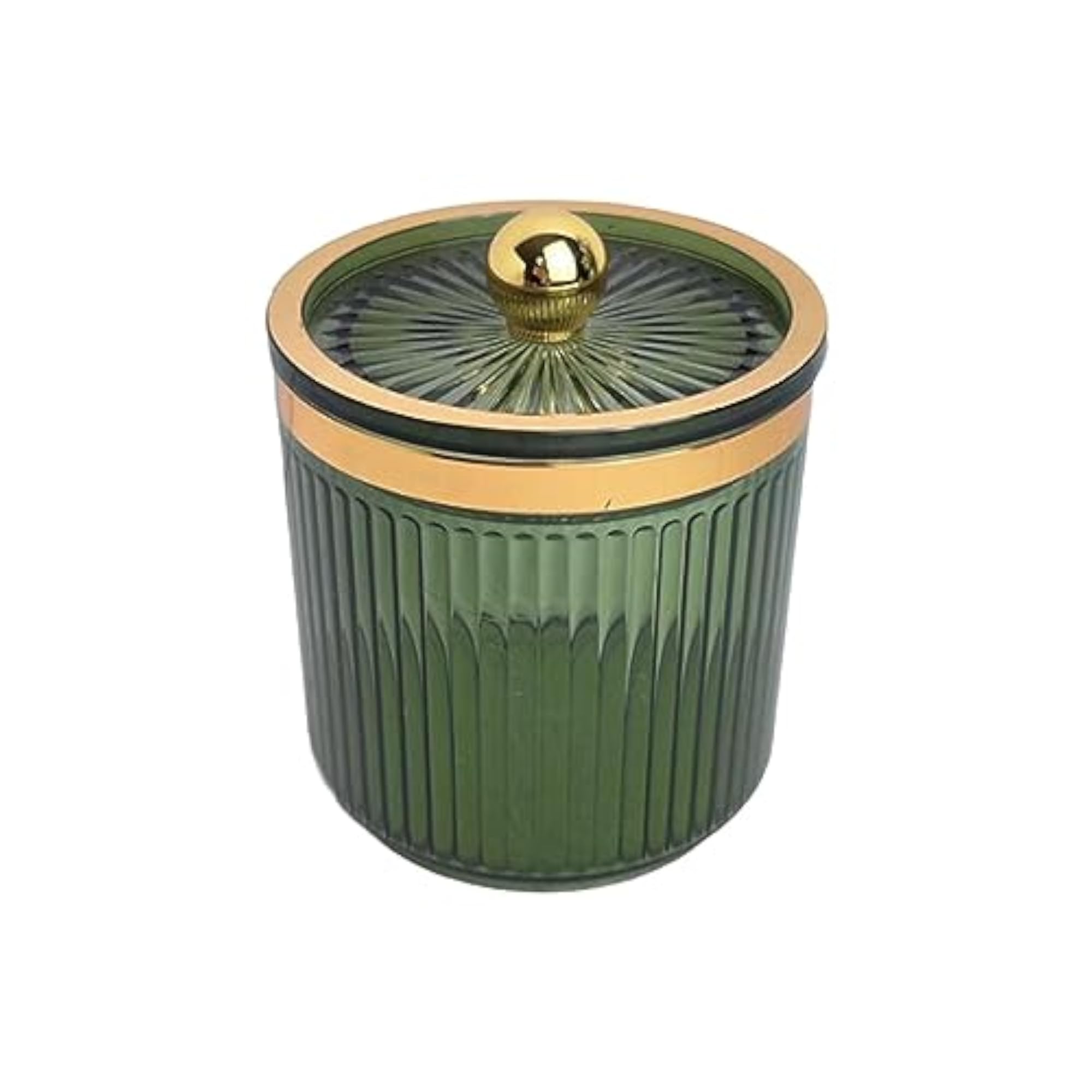 Light Green Makeup Cotton Swab Ball Pad Holder with Lid