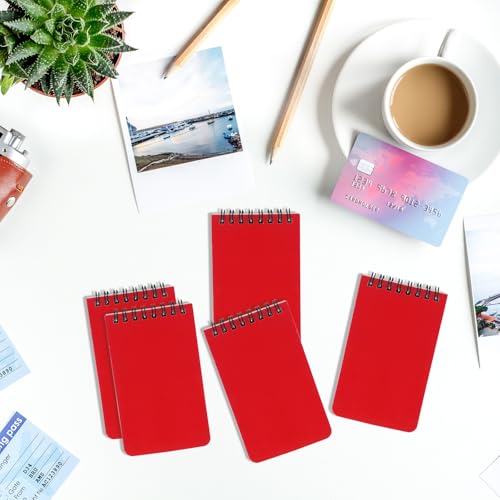 Image of 12 Pack mini Spiral Steno Pads,3x5 Inch Small Pocket Notebooks,75 Sheets /150 Pages College Ruled Lined Note Pads For Kids Adults Outdoor,Home,School,Office (Red)