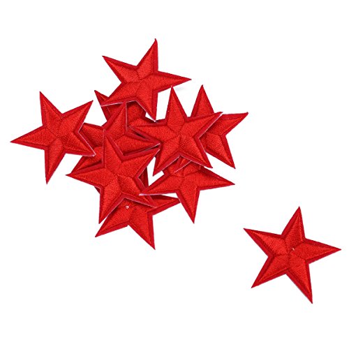 Housweety 10Pcs Red Star Embroidered Iron On/Sew On Badge Applique Patch #TOP15