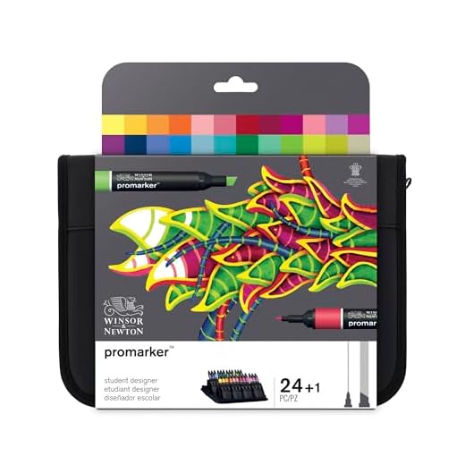 Winsor & Newton ProMarker Pack rotuladores de diseño para estudiantes, multicolor, Diseñador escolar, Set de 24