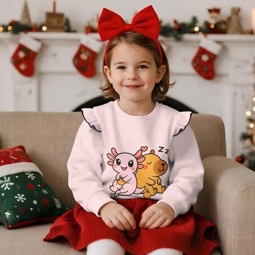 Toddler Girls Long Sleeve Sweatshirt Ruffle Fall Shirts Crew Neck Tops Cute Graphic Clothes Age 1-8 Years3