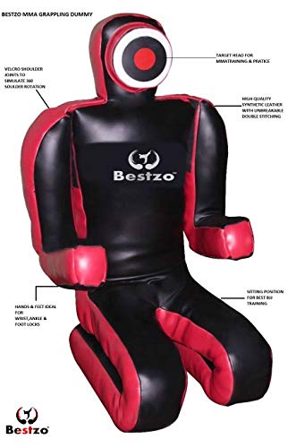 Bestzo MMA Martial Arts Brazilian Grappling Dummy Wrestling Grappling Dummy Black,Throwing Dummy for Karate,Boxing Training Synthetic Leather-70 inches-Unfilled