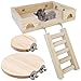 Hamster Plattform, Xiuyer 4pcs Hamster Sitzstangen Spielzeug Naturholz Springen Plattform Haustierpedal Kleintiere Lebensraum Hamster Ladder Set für Meerschweinchen Chinchilla Papagei Käfig Zubehör