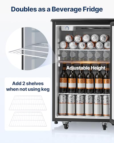 Image of VEVOR Beer Kegerator, Single Tap Commercial Draft Beer Dispenser for D system, Full Size Keg Refrigerator with 5lbs CO2 Tank, Hold 2 Sixth / 2 Ball lock keg, Black