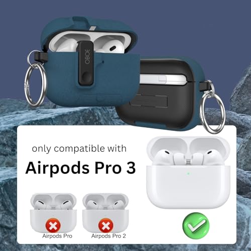 Image of Oboe Aegis Case 'Compatible with' Apple Airpods Pro 3 Case Full Protection Cover with Phone Stand, Magnetic Lock & Keyring (Stone Blue) [AIRPODS & Charging CASE NOT Included]