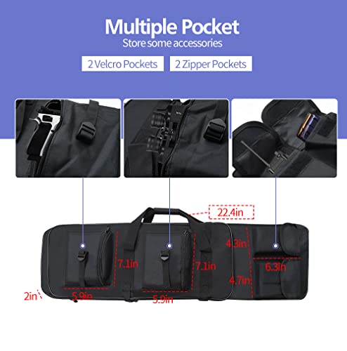 RUBY.Q 32\"/37\"/46\" Rifle Bag, Black/Khaki/Green Tactical Long Rifle Backpack, Portable Shotgun Case for Firearm Storage and Transportation, Suitable for Outdoor Hunting Shooting (46\" Black)