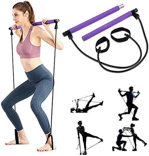 Fitnessbänder Set, Bodybuilding Yoga Pilates Stick mit Fußschlaufe für Ganzkörpertraining, platzsparend, Ideal für zu Hause Ganzkörpertraining, Fitnessstudio, Gewichtheben Cover