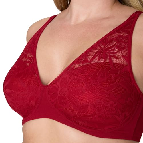 Image of Bali Women's Wireless Bras for Women - Breathe Lace Cotton Modal No Underwire Bra, Adjustable T-Shirt, Plus Size