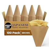 Friteshop Eco Brown Japanische Crêpe-Wrappers – Einweg-Kegel für Crêpes, Desserts – robuste Papier-Lebensmittelbehälter – leicht abreißbare perforierte Vorderseite – für Lebensmittelwagen & Catering