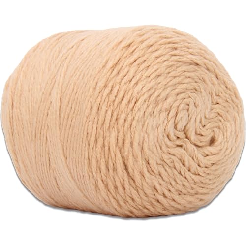 Image of ThreadArt Chunky Yarn Cake for Crochet #6, 300g /316 Yds, Cream Beige 05 | Soft super bulky #6 acrylic yarn cake for blankets, scarves, hats, crochet and knitting. Big 300g cake is machine washable.