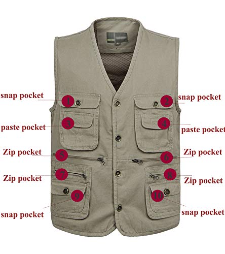 Flygo Men's Casual Cotton Outdoor Work Safari Travel Photo Vest with Multi Pockets4