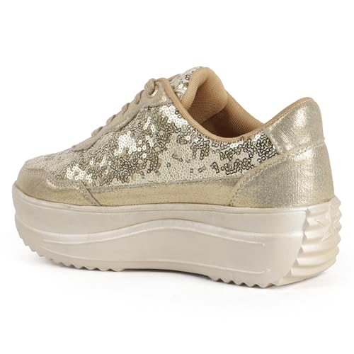 Image of Vendoz Women Casual High Heel Sneakers I Cushioned Insole I All Day Comfortable I Lightweight and Stylish Shoes for Girls CNV4026