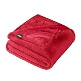 Bare Home Fleece Blanket - Full/Queen - Ultra-Soft Lightweight for Bed, Sofa, and Couch - Luxury Microplush - Cozy Warm Blanket (Full/Queen, Red)
