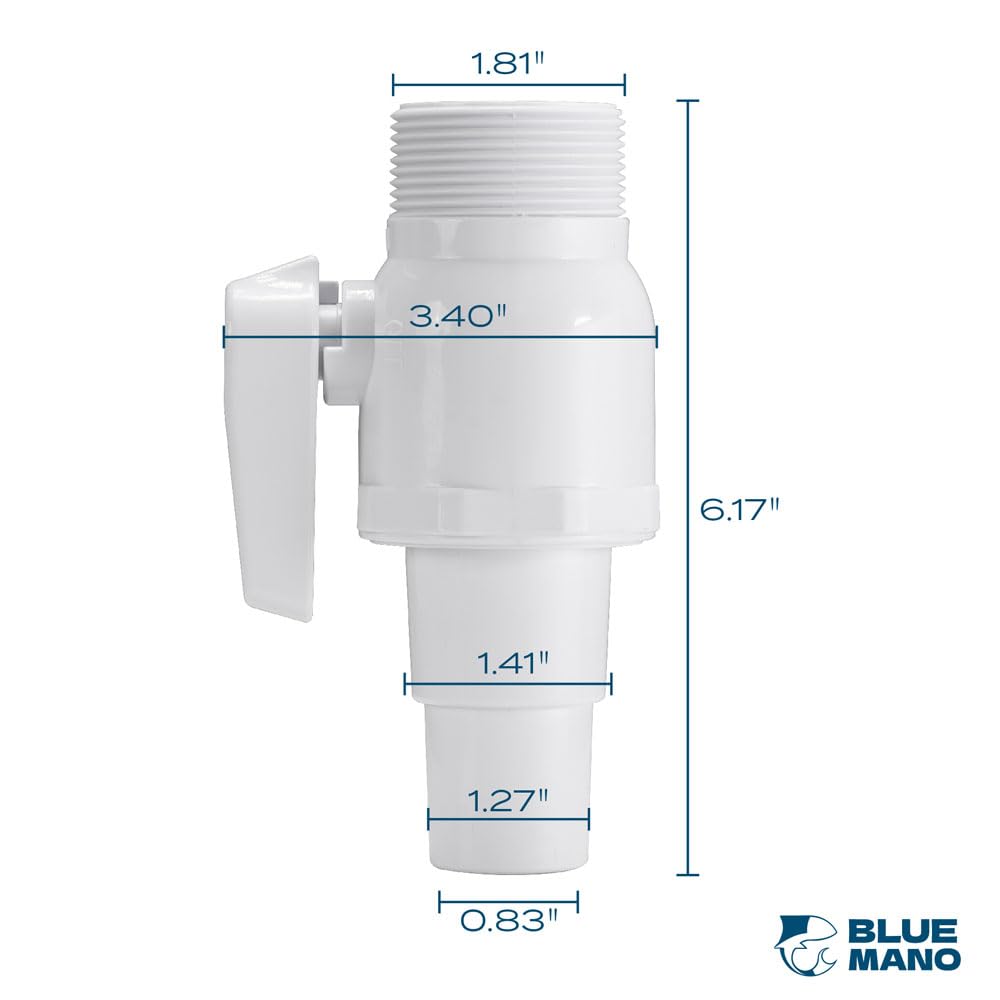 Blue Mano Ulepszony 2-drożny zawór kulowy, 3.8 cm MIP x 3.2 cm zawór odcinający basen MIP, bezpośredni zamiennik zaworu Hayward SP0729 i większości systemów filtrów basenowych naziemnych
