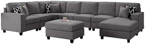 Legend Vansen Sofá reversible en forma de U del módulo de combinación flexible de la tela para la sala de estar, seccional gris oscuro