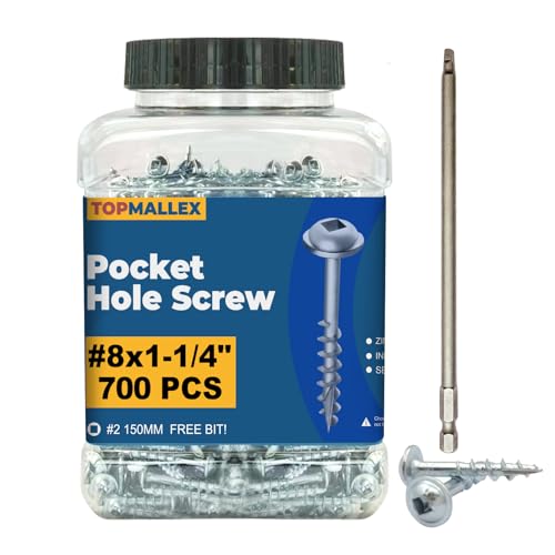 Tornillos para bolsillo #8 x 1-1/4", 700 piezas, rosca gruesa, con recubrimiento de zinc miniatura 1