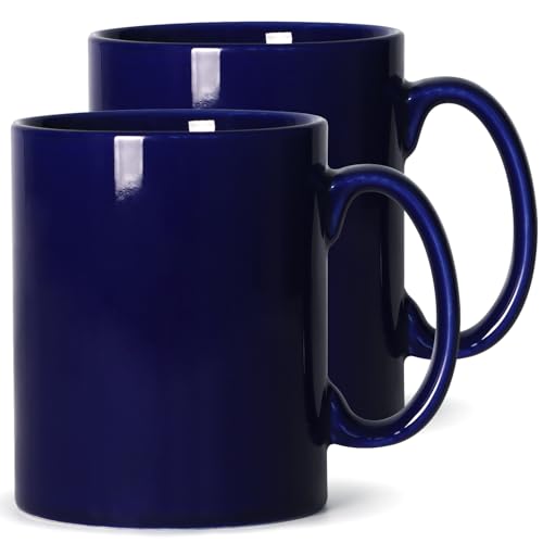 SHOWFULL Extra Large Coffee Mugs, 22 OZ Coffee Mug Set of 2, Smooth Ceramic Boss Cups, Big Capacity and Large Handle, for Dad Men, Blue