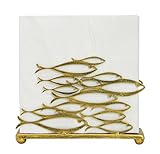 OwlGift Fish Design Napkin Holder, Ocean Serviette Dispenser, Marine Cocktail Tissue Storage Organizer, Mail Letter Sorter Rack, Document File Organizer – Golden