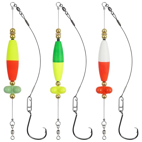 Catfish Rigs Float Rigs 6pcs Rattling Catfishing Tackle with Circle Hook Santee Rig Rattles Peg Floats for Bank River Lake Fishing (MIX-8/0-6PCS)