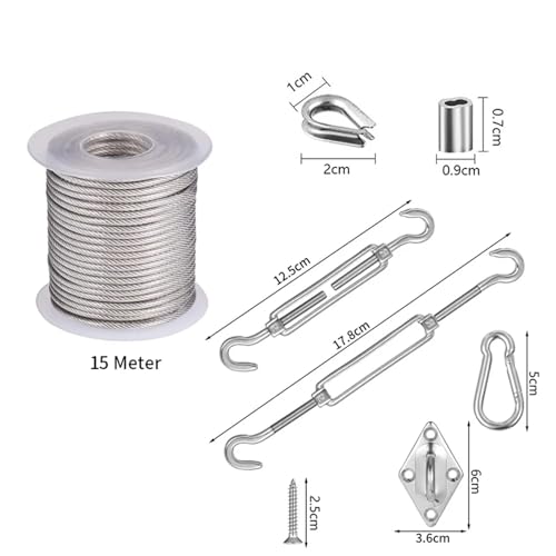 Kit de cable de acero anti-caídas con tornillos para metálica 3