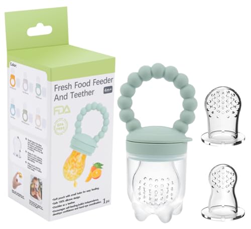 Image of Baby Fruit Food Feeder Pacifier Teether for Babies 4 M+,Milk Frozen Set,2in1 Teether Toy Made of Soft Silicone,Feeder for Infant Safely Self Feeding,BPA-Free