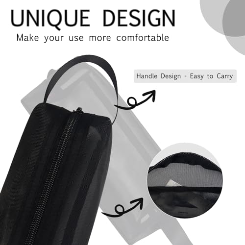 Image of Fmeida Mesh Pencil Case Large Capacity Pencil Bag with Handle Pencil Cases Zipper Portable Pencil Storage Pouch Bag Pen Holder Minimalist Stationery Organizer