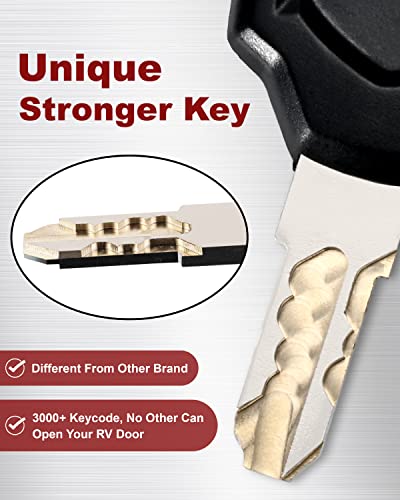 Image of Camper Door Lock with Keyed Different, RV Deadbolt Latch Trailer Front Door Lock Handle, Black, Pack of 2 Lock, 2 Pack Keycode Different
