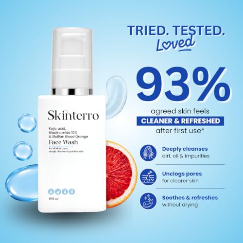 Image of Kojic Acid Face Wash with Niacinamide 10% & Sicilian Blood Orange, Deep Cleansing Facial Cleanser for Dirt, Oil & Impurities, Refreshing Daily Face Wash for All Skin Types, 100 ml