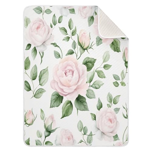 Burbuja Pink Roses Baby Blanket for Boys Girls, Nursery Soft Warm Swaddling Receiving Baby Blankets, 30x40 in Toddler Blanket