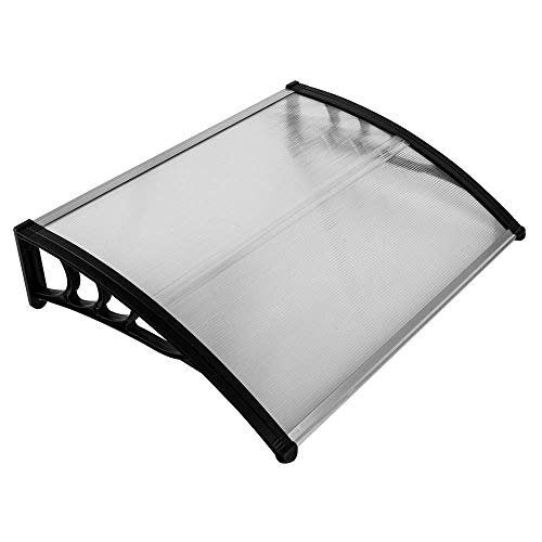 Outvita Window Awning Door Canopy 40"X30", Polycarbonate Cover Front Door Outdoor Patio Awning Canopy Uv Rain Snow Sunlight Protection Hollow Sheet, Clear Board & Black Bracket #TOP12