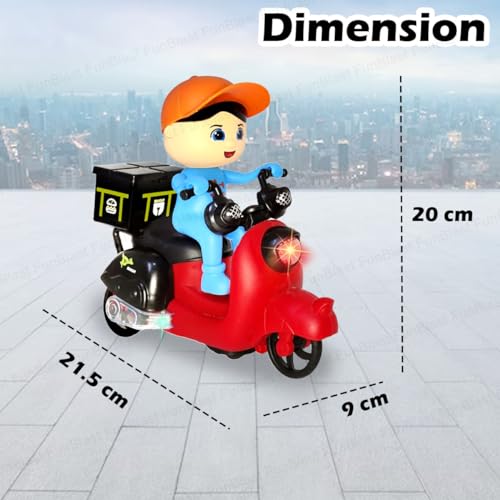 Image of FunBlast Bump and Go Tricycle Toys for Kids, Food Delivery Motor Cycle Toys for Kids, Toy Vehicles for Kid with Light and Sound for 3+ Year Old Kid (Multicolor)