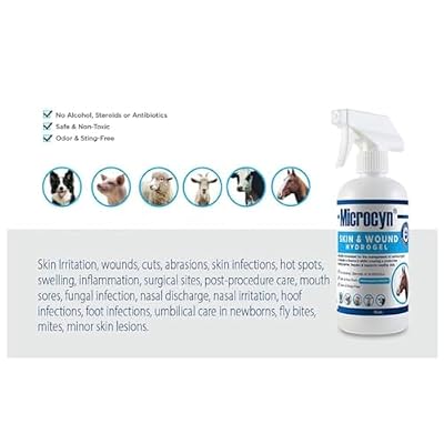 Microcyn Livestock Skin & Wound Hydrogel 16 oz Moisture-Retaining Protective Barrier for Cuts, Scrapes & Irritated Skin Professional Farm & Ranch Support