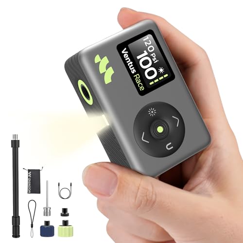 Woowind Pompe a Velo, Gonfleur Electrique, 120 PSI/8,3BAR, Gonflage Rapide en 50s, Gonfleur Pneu, Mini Pompe Velo avec valves Presta et Schrader pour vélos de...