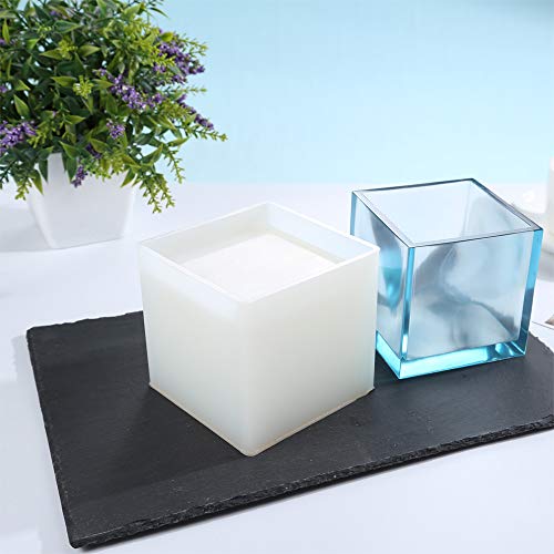 image for VTurboWay Big DIY Square Resin Plant Mold, Cube Silicone Molds, DIY Fl