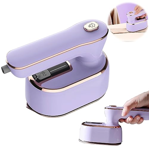 YOYIAG Mini Steam Iron, 1000W Handheld Travel Steam Iron, Ceramic Nonstick Soleplate, 20s Fast Heat Up, Support Dry and Wet Ironing, 180 Degrees Folding Ironing Machine for Home and Travel(Purple)