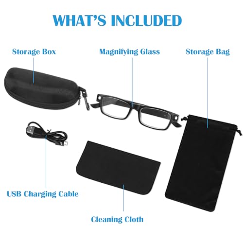 NZQXJXZ 200% Magnifying Glasses with Light,USB Rechargeable LED Lighted Magnifying Eyewear,Hands Free Head Magnifier Eyeglasses for Close Work, Hobbies,Reading,Craft,DIY Black by NZQXJXZ - Image 7