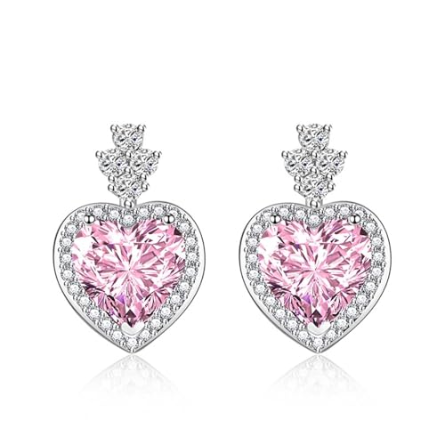 Bijoux boucles d'oreilles pendantes cœur cuivre argent 925 et zircone