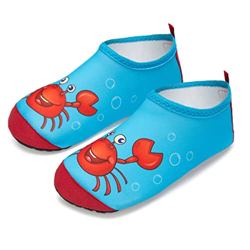 WateLves Chaussures de Bain pour Enfants Chaussures de Plage Chaussures de Natation antidérapantes Chaussures de Surf Chaussures de Sport pour Enfants Jardin(Crabe Rouge,24/25 EU)