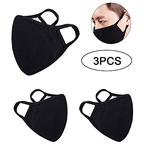 Preisvergleich Produktbild Riou Mundschutz Masken, Staubmasken Atemschutz Feinstaub Schwarz Baumwolle Bequeme Atmungsaktive Atemschutzmasken (3pc)