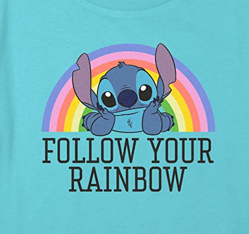 Disney Girls' Stitch Rainbow Boxy Crop Tee2