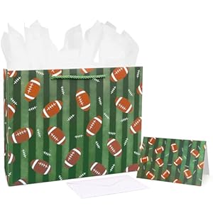 Oletx Bolsas de papel de regalo de fiesta de fútbol de 13 pulgadas, bolsa de regalo de fútbol con papel de seda para fiestas deportivas, fútbol, cumpleaños, regalos de regalo, bolsas de envoltura para