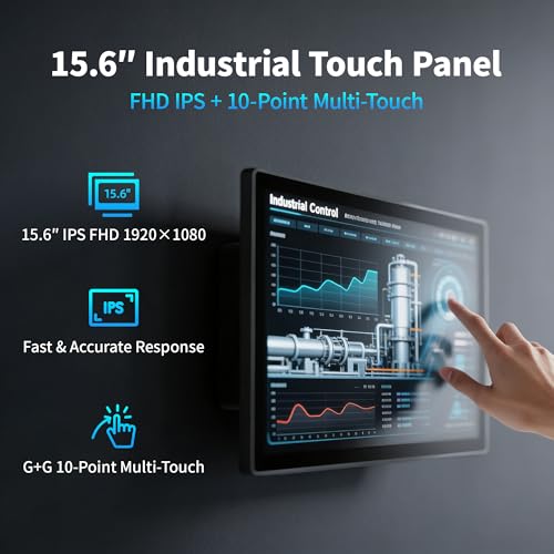 Image of 15.6 inch All-in-One Panel PC Industrial Computers, Android 12 Fanless Tablet RK3399 4GB RAM /64GB ROM, Embedded Touchscreen Computer HDMI 2.0 WiFi 5 Bluetooth 4.2 for Office /Automation /Kiosk /Bar /Warehouse