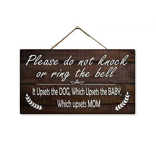 Do Not Disturb Baby Sleeping Sign Don't Knock Wood Signs Home Decor Front Door Kids Bedroom Hanging Napping Wood No Shhh Quiet Mommy to Be 5x10 SP-05100002028