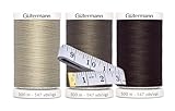 Gutermann Sew-All Thread (500m/547yd Each), 3-Pack Bundle with Bella's Crafts Soft Tape Measure (Brown Mix)