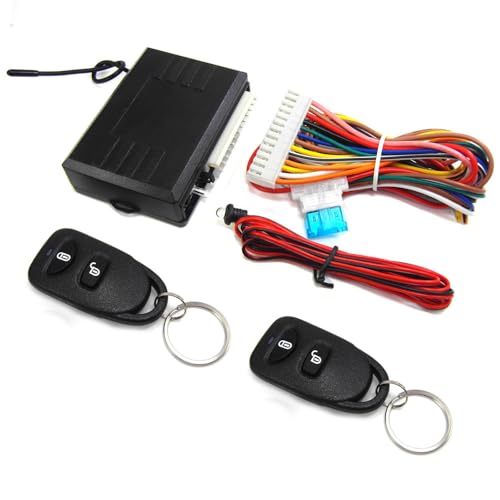 Shkalacar Sistema de acceso sin llave para coche, 12 V, cierre centralizado universal, reequipamiento con caja de control, indicador LED, 2 mandos a distancia, juego de cerradura central de puerta