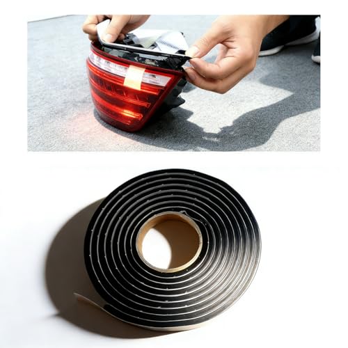 QEUOBUE 8MM×13Ft Butyl Rubber Sealant Tape, Self-Adhesive Waterproof Sound Deadening Caulk Strip, Automotive Headlight Retrofit Refit Butyl Rope for Resealing Window Door Windshield (Black)