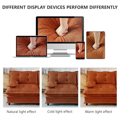 Image of 77 inch Sectional Sleeper Sofa, Modular Deep Seat Couches for Living Room Apartment, Flexible Module Combination Cloud Sofa with Spring Support, Easy Assembly, Orange